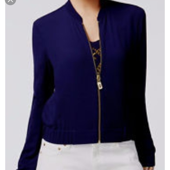 Michael Kors Jackets & Blazers - NWT MICHAEL KORS NAVY SHEER BOMBER JACKET